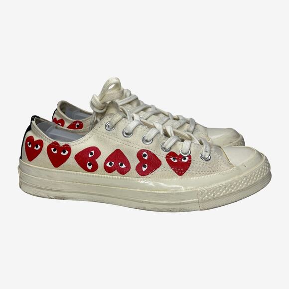 Comme Des Garçons PLAY x Converse Chuck Taylor Red Heart Low Top Sneakers 7M/ 9W - Picture 1 of 12